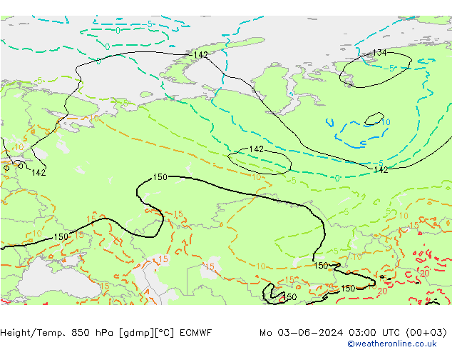 Height/Temp. 850 hPa ECMWF Mo 03.06.2024 03 UTC