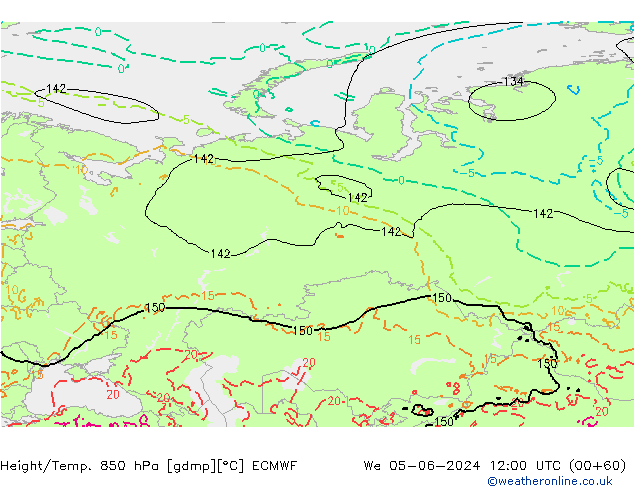 Z500/Rain (+SLP)/Z850 ECMWF Mi 05.06.2024 12 UTC