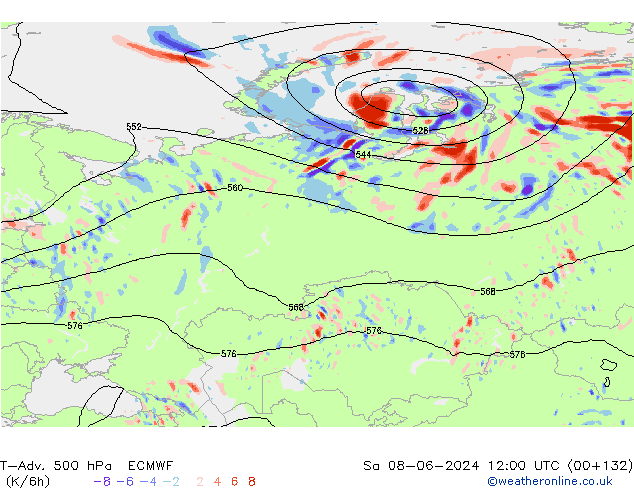 T-Adv. 500 hPa ECMWF Sa 08.06.2024 12 UTC