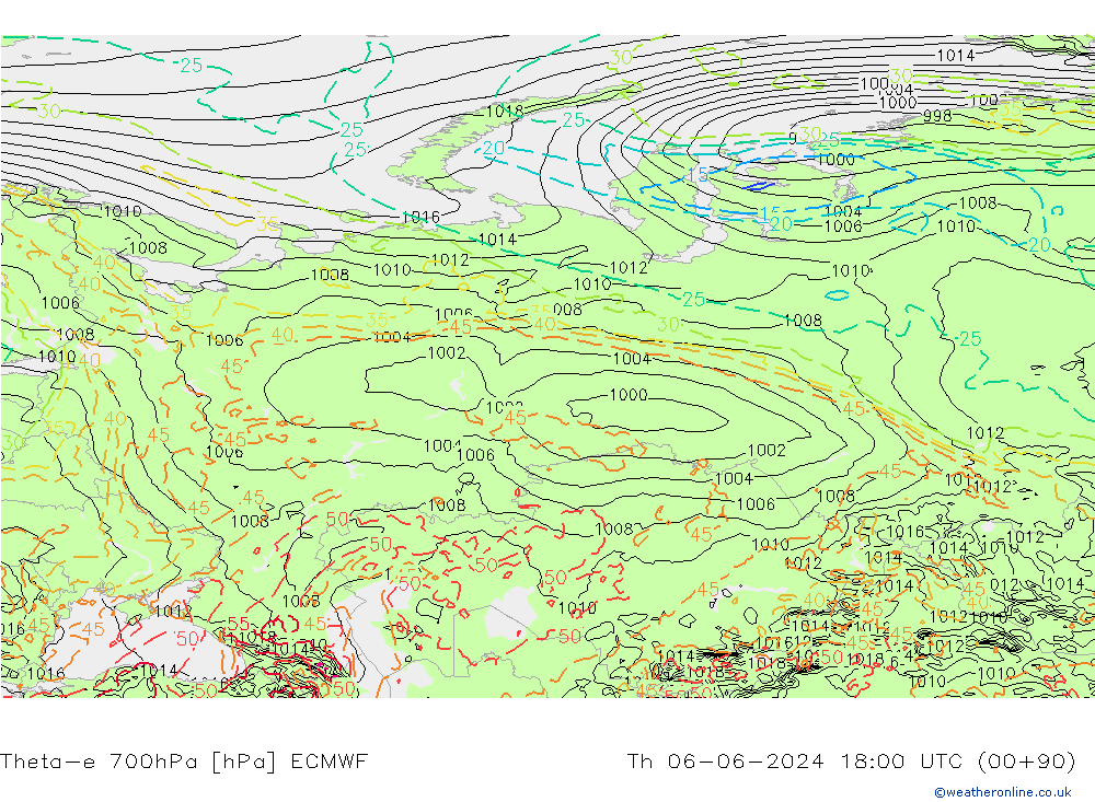 Theta-e 700hPa ECMWF  06.06.2024 18 UTC