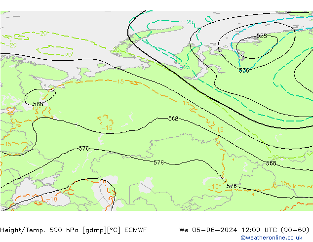 Z500/Rain (+SLP)/Z850 ECMWF Mi 05.06.2024 12 UTC