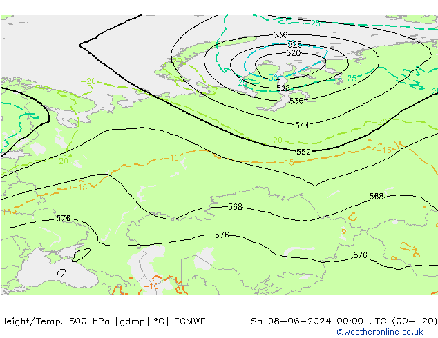 Z500/Rain (+SLP)/Z850 ECMWF So 08.06.2024 00 UTC