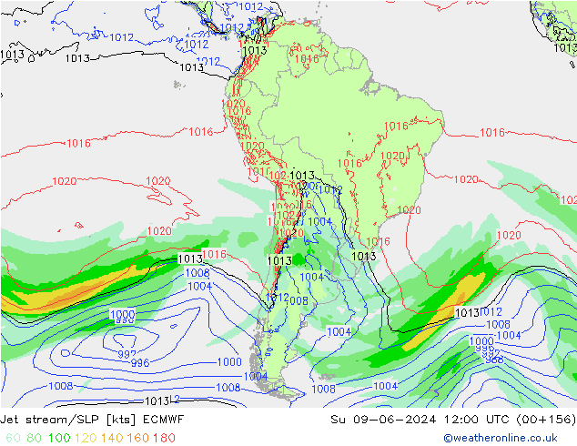 Jet stream ECMWF Dom 09.06.2024 12 UTC