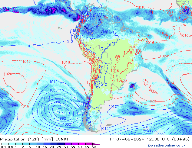 Precipitazione (12h) ECMWF ven 07.06.2024 00 UTC