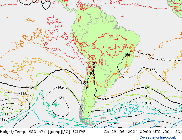 Z500/Yağmur (+YB)/Z850 ECMWF Cts 08.06.2024 00 UTC