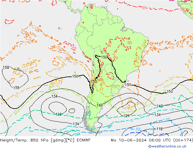 Z500/Rain (+SLP)/Z850 ECMWF Mo 10.06.2024 06 UTC