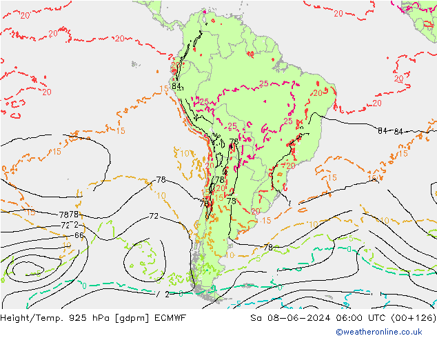 Hoogte/Temp. 925 hPa ECMWF za 08.06.2024 06 UTC