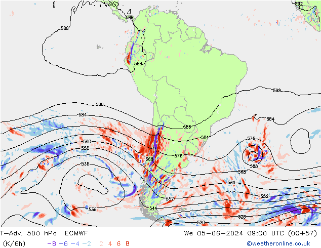 T-Adv. 500 hPa ECMWF St 05.06.2024 09 UTC