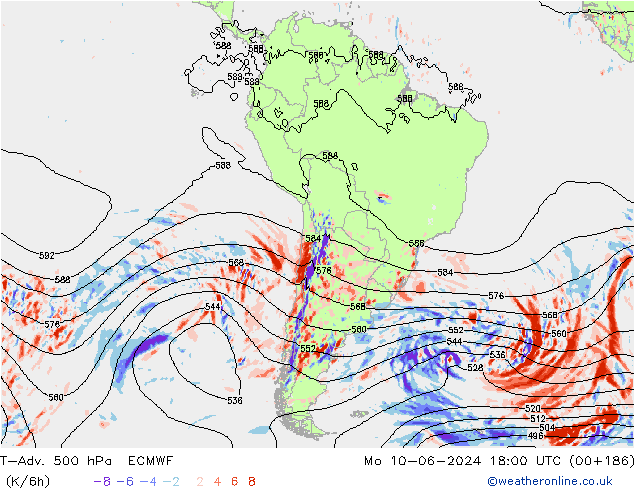 T-Adv. 500 hPa ECMWF Mo 10.06.2024 18 UTC