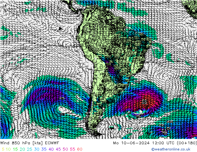 Rüzgar 850 hPa ECMWF Pzt 10.06.2024 12 UTC