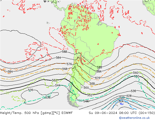 Z500/Rain (+SLP)/Z850 ECMWF Su 09.06.2024 06 UTC