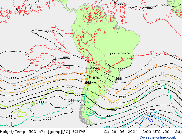 Z500/Rain (+SLP)/Z850 ECMWF Ne 09.06.2024 12 UTC