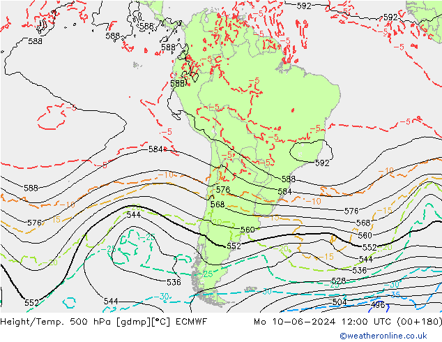 Z500/Rain (+SLP)/Z850 ECMWF пн 10.06.2024 12 UTC