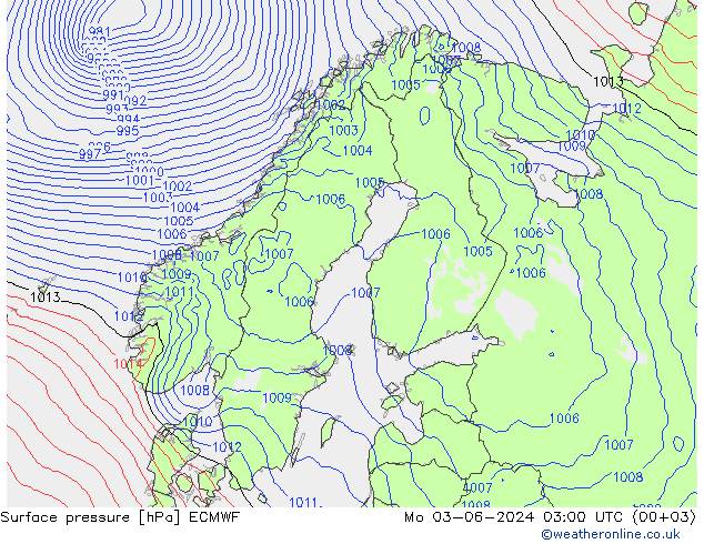 Bodendruck ECMWF Mo 03.06.2024 03 UTC