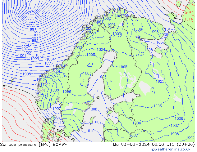 Bodendruck ECMWF Mo 03.06.2024 06 UTC