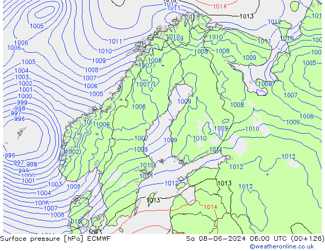 приземное давление ECMWF сб 08.06.2024 06 UTC