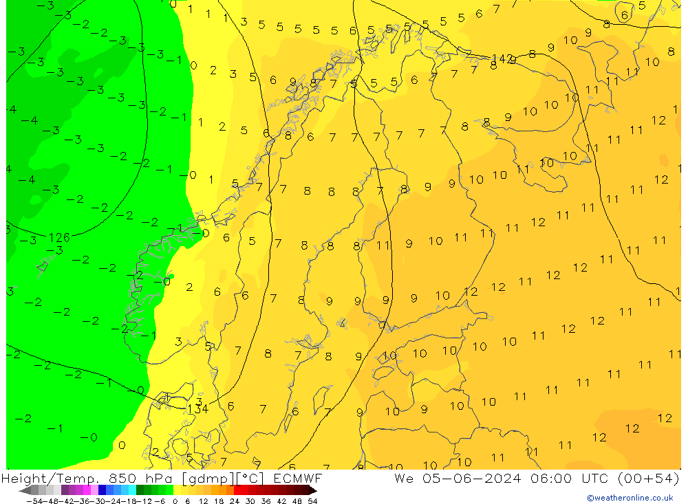 Z500/Yağmur (+YB)/Z850 ECMWF Çar 05.06.2024 06 UTC