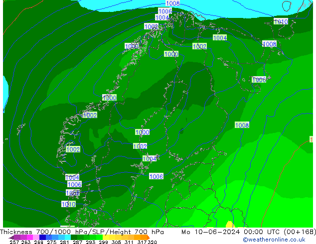 Thck 700-1000 hPa ECMWF Po 10.06.2024 00 UTC