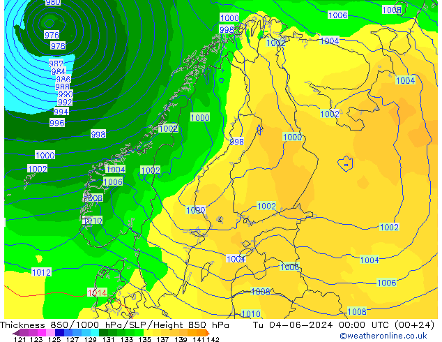 Thck 850-1000 hPa ECMWF  04.06.2024 00 UTC