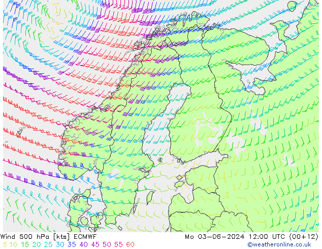 Rüzgar 500 hPa ECMWF Pzt 03.06.2024 12 UTC