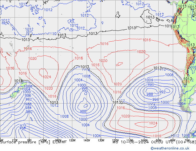 Bodendruck ECMWF Mo 10.06.2024 00 UTC