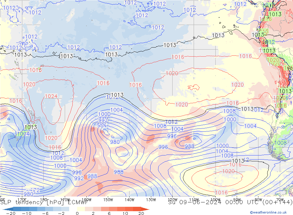 SLP tendency ECMWF Ne 09.06.2024 00 UTC