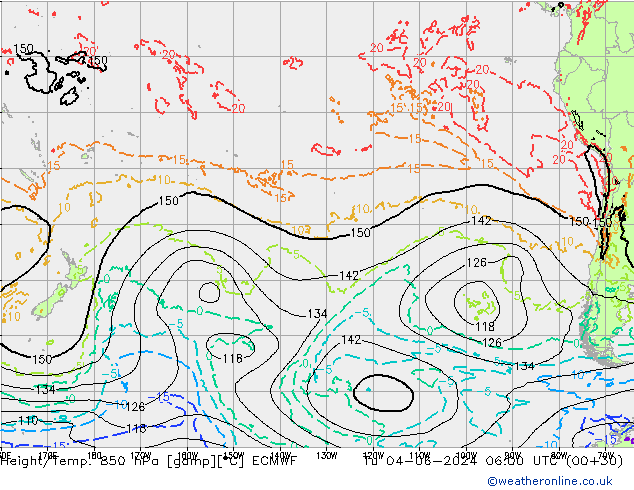 Z500/Rain (+SLP)/Z850 ECMWF Út 04.06.2024 06 UTC