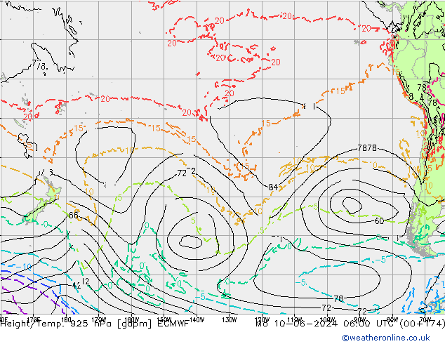 Height/Temp. 925 гПа ECMWF пн 10.06.2024 06 UTC