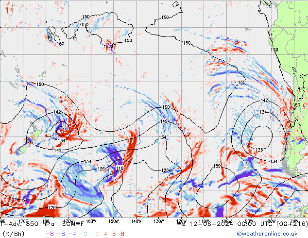 T-Adv. 850 hPa ECMWF We 12.06.2024 00 UTC