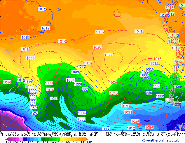 850-1000 hPa Kalınlığı ECMWF Pzt 10.06.2024 06 UTC