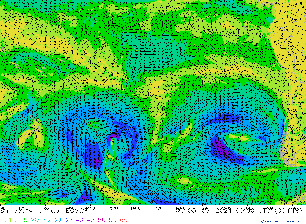 Surface wind ECMWF We 05.06.2024 00 UTC