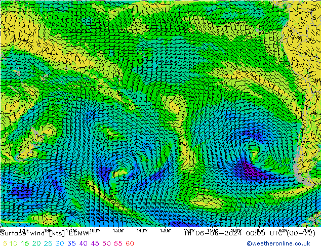 Prec 6h/Wind 10m/950 ECMWF Th 06.06.2024 00 UTC
