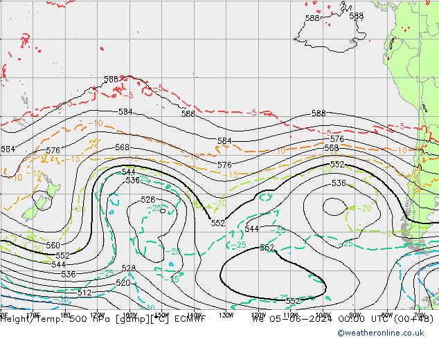 Z500/Rain (+SLP)/Z850 ECMWF mié 05.06.2024 00 UTC