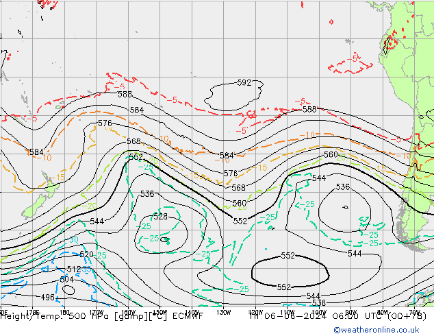 Height/Temp. 500 hPa ECMWF gio 06.06.2024 06 UTC