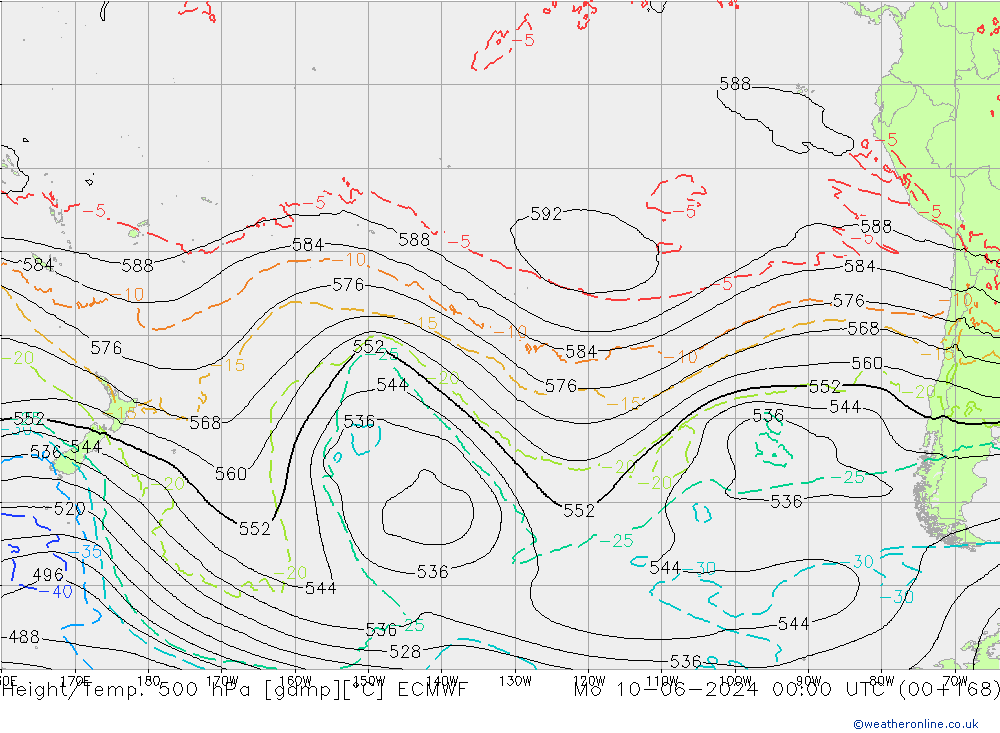 Z500/Rain (+SLP)/Z850 ECMWF lun 10.06.2024 00 UTC