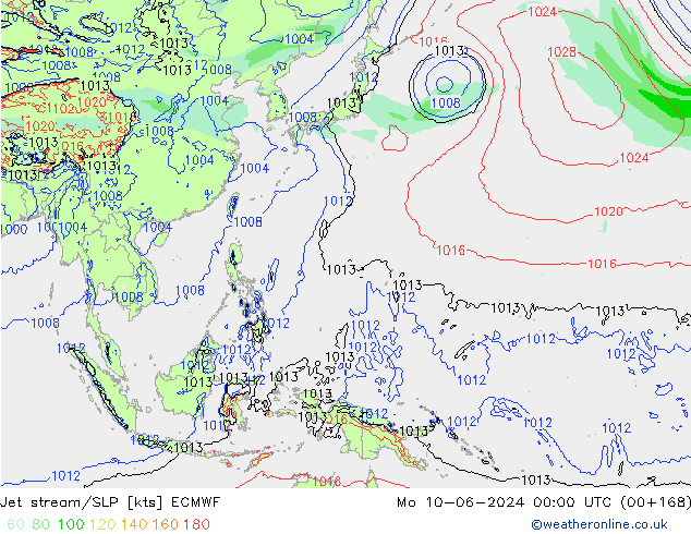 Corriente en chorro ECMWF lun 10.06.2024 00 UTC