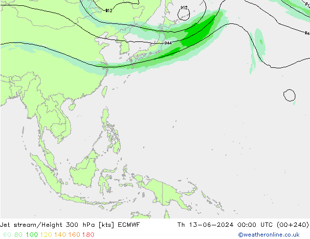 Straalstroom ECMWF do 13.06.2024 00 UTC