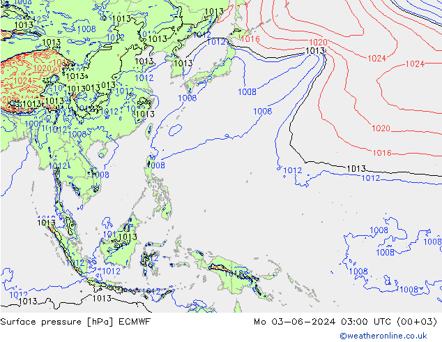 pression de l'air ECMWF lun 03.06.2024 03 UTC