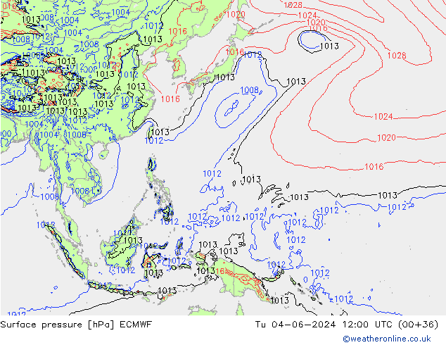 ciśnienie ECMWF wto. 04.06.2024 12 UTC