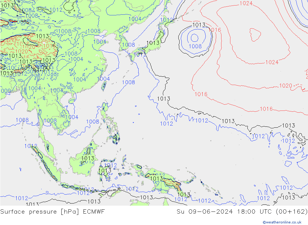 Yer basıncı ECMWF Paz 09.06.2024 18 UTC