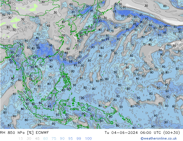 RV 850 hPa ECMWF di 04.06.2024 06 UTC