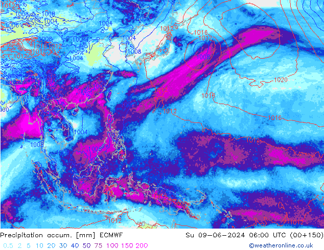 Precipitación acum. ECMWF dom 09.06.2024 06 UTC