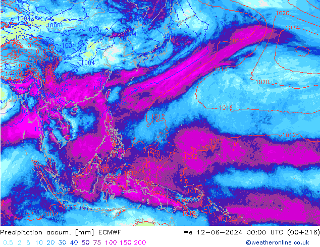 Precipitación acum. ECMWF mié 12.06.2024 00 UTC