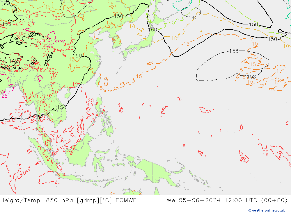 Z500/Rain (+SLP)/Z850 ECMWF mié 05.06.2024 12 UTC