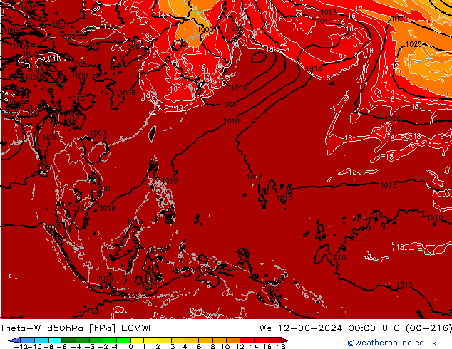 Theta-W 850hPa ECMWF We 12.06.2024 00 UTC