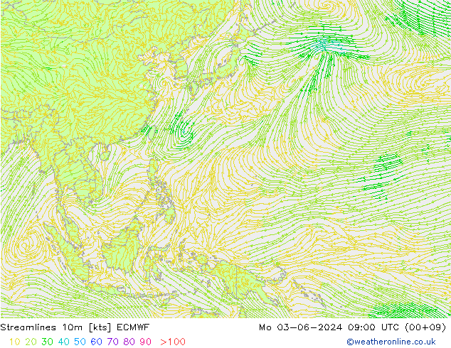 ветер 10m ECMWF пн 03.06.2024 09 UTC
