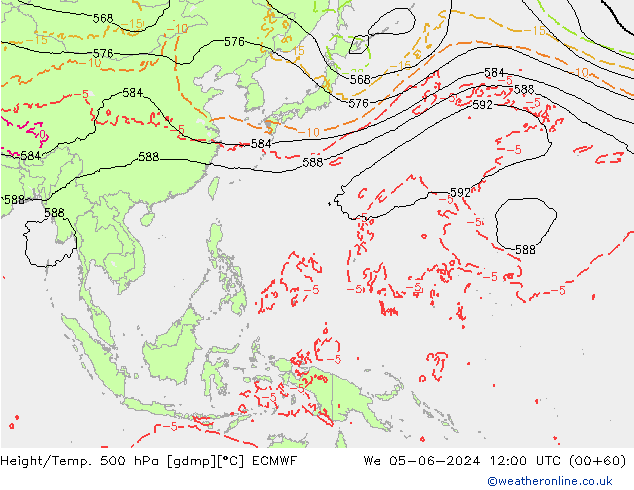 Z500/Rain (+SLP)/Z850 ECMWF  05.06.2024 12 UTC