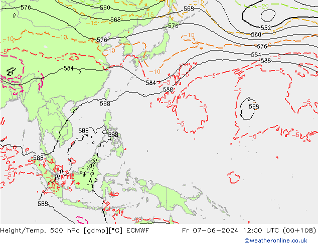 Z500/Rain (+SLP)/Z850 ECMWF Fr 07.06.2024 12 UTC