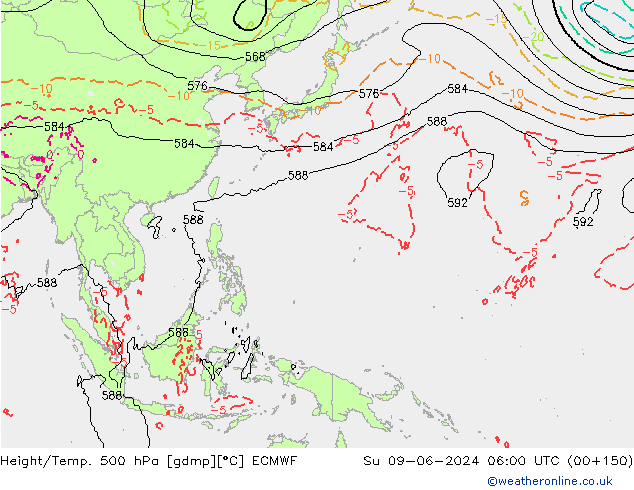 Z500/Rain (+SLP)/Z850 ECMWF dom 09.06.2024 06 UTC