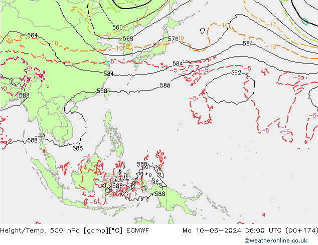 Z500/Rain (+SLP)/Z850 ECMWF Mo 10.06.2024 06 UTC